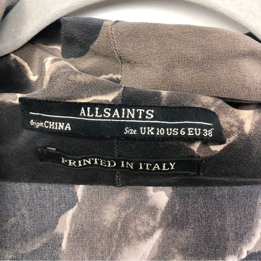 ALL SAINTS | Dissolve Serra 100% Silk Wrap Top Long Sleeve Floral Women’s Size 6 - Picture 7 of 11